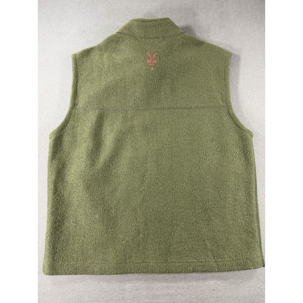 Ibex Merino Wool Full Zip Vest Mens Large Green Made in USA Small FLAW - Picture 2 of 8